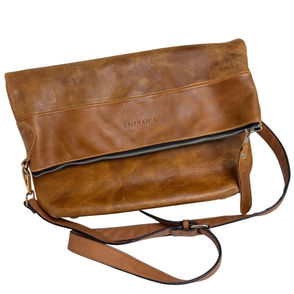 Epiphanie Leather Photographer Backpack Camera Bag Crossbody Brown Havana